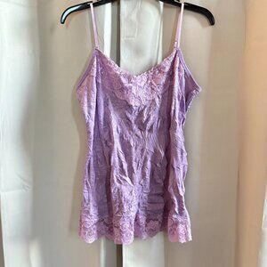 Maurice Fairy Cami Top Large Purple Crinkle Floral Lace Romantic Boho Y2K 18865